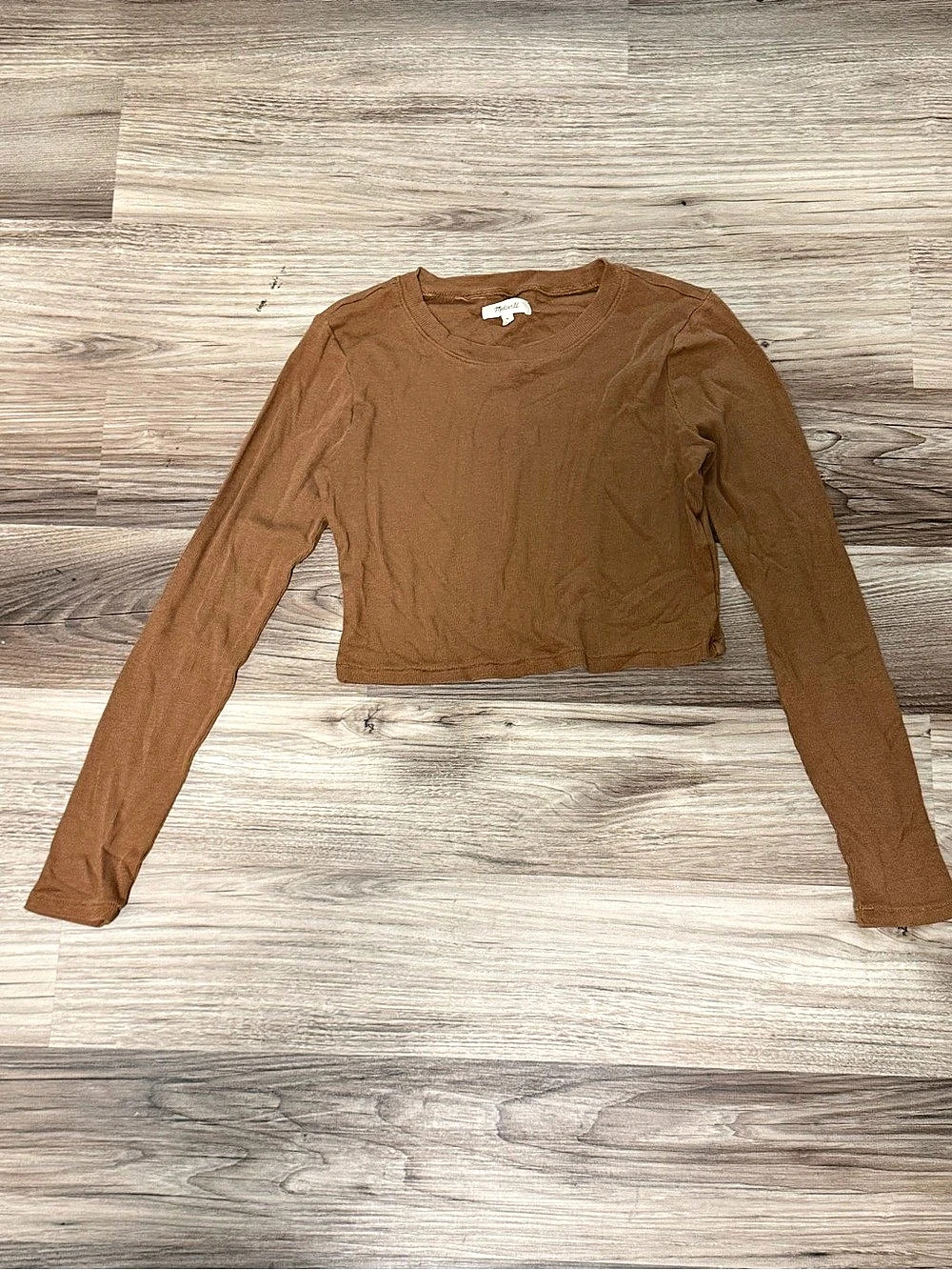 Madewell Fine Ribbed Supercrop Crewneck Long-Sleeve Tee